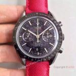 Swiss Omega Speedmaster Solid Black Case Red Leather replica Watch